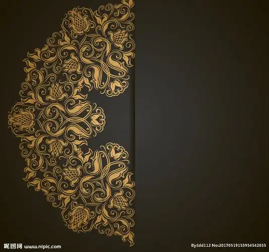 黑色背景上的金色花纹矢量素材图片