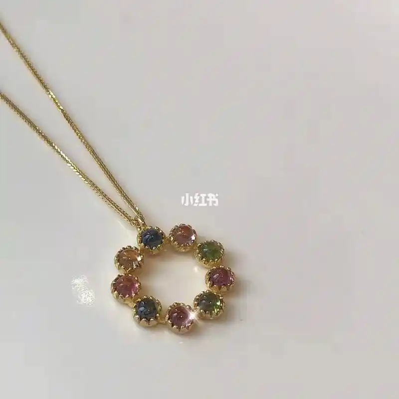 charlene young轩灵珠宝14k金碧玺彩虹吊坠女王节礼物rainbow