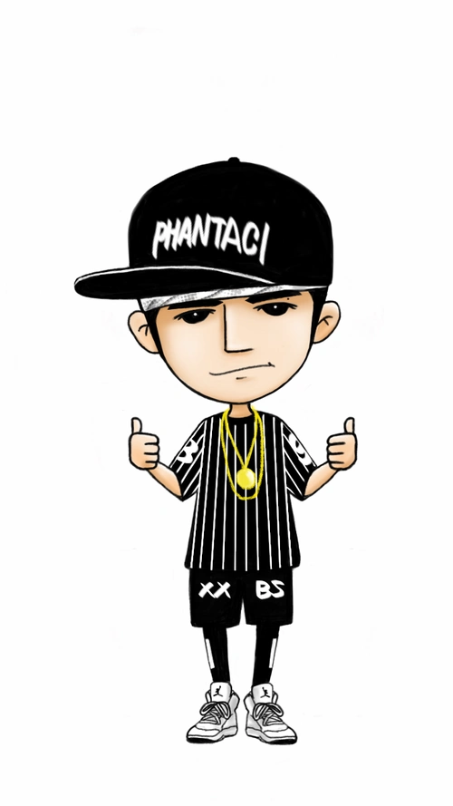 原创手绘周杰伦q版卡通帽子嘻哈棒棒哒壁纸