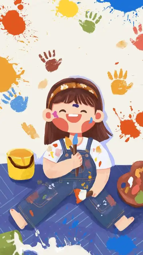 画画的微笑女孩