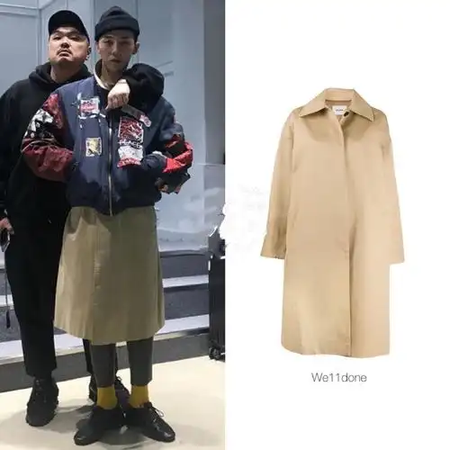 gd权志龙同款we11done 20fw高级质感卡其色风衣外套男女同款秋冬