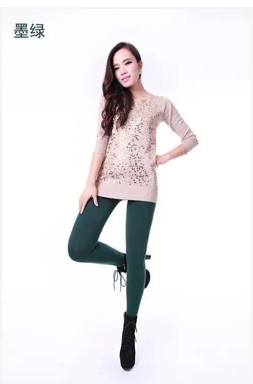 超厚500克 女士加绒外穿七彩棉打底裤 大码九分 踩脚一体保暖裤