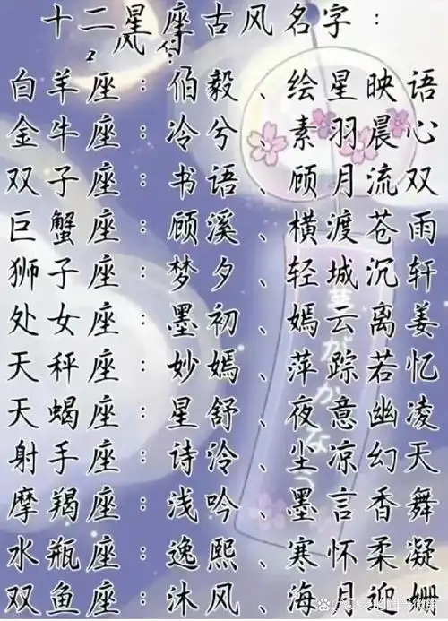 快来看看12星座的古风名字