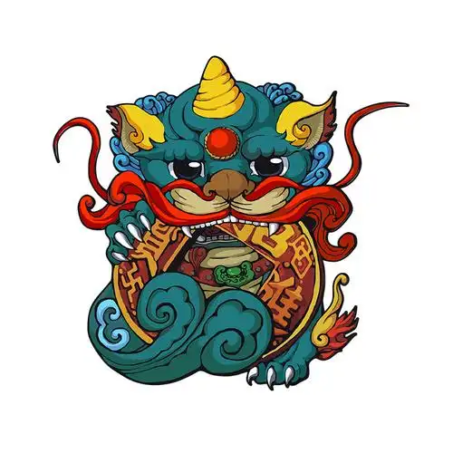 国潮貔貅个性车贴平安遮盖保险杠划痕电动摩托车汽车装饰贴