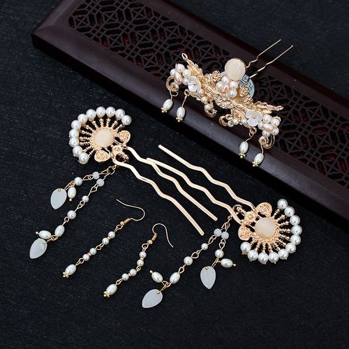 汉服头饰全套超仙流苏步摇发簪插梳古风手工原创发冠套装古装配饰