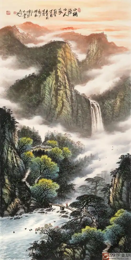 已售张慧仁四尺小桥流水人家广西山水画家协会常务理事