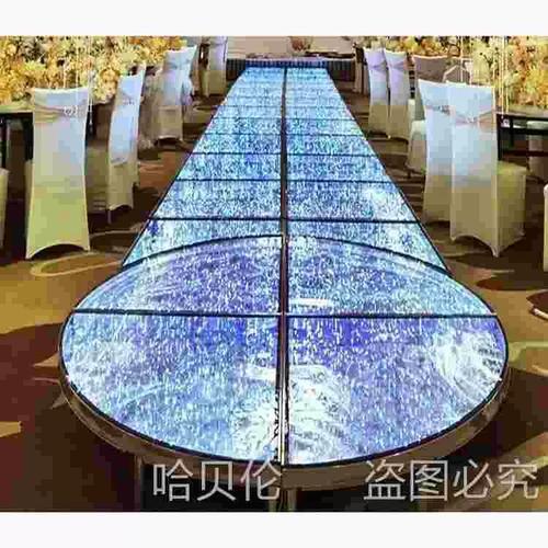 新款玻璃舞台婚庆星光大道灯丝t台婚庆道具婚礼走秀水晶圆舞台