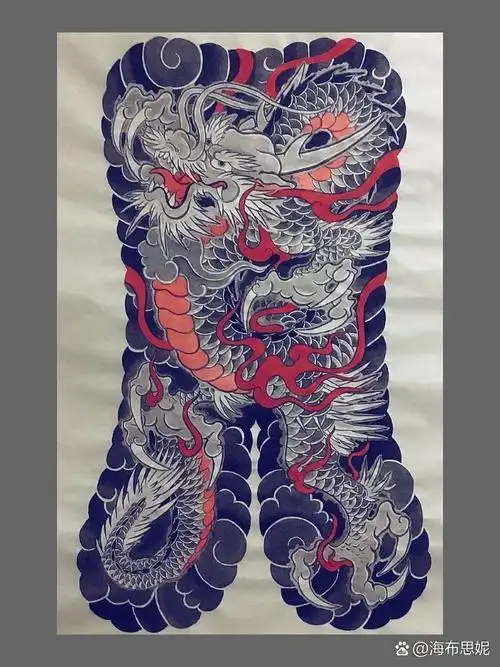 龙纹身手稿 日式老传统龙纹身手稿参考分享