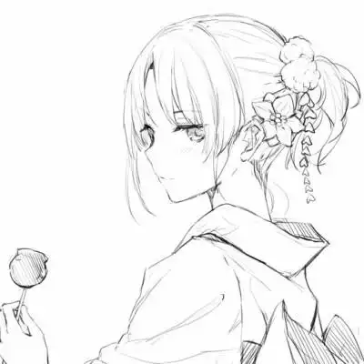 动漫头像 女生 黑白 苹果糖 和服