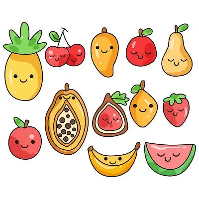 卡通表情水果夏天组合图插画素材png