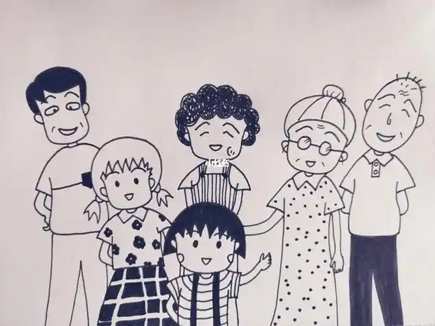 樱桃小丸子全家福简笔画樱桃小丸子怎么样全家福简