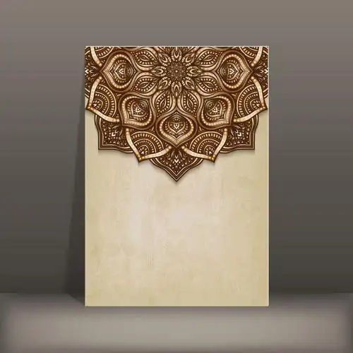 带有棕色花纹的纸质卡片矢量