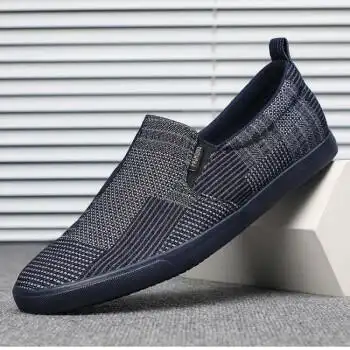 轻奢高档品牌春夏季男士布鞋低帮一脚蹬懒人帆布鞋男鞋韩版潮流透气