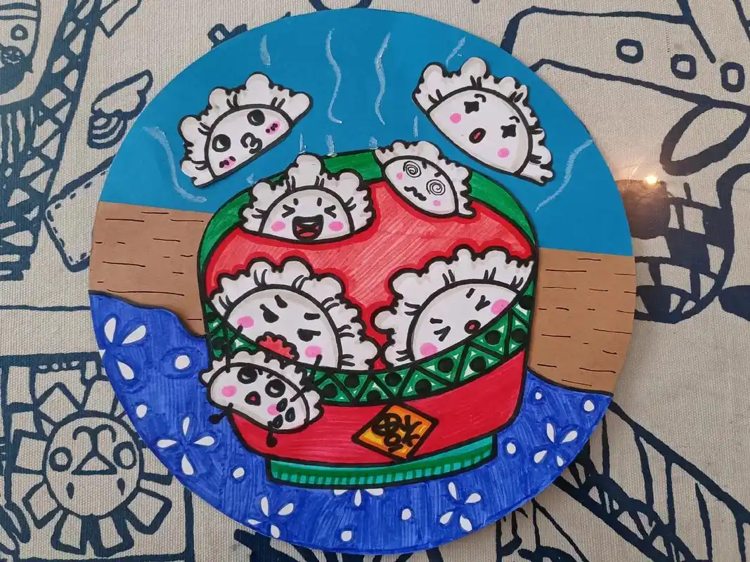 饺子来啦#少儿美术 #儿童画 #简笔画 #新年儿童画 - 抖音