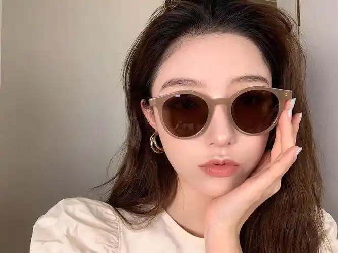 蓝中鸟 2021年韩版潮复古米白框墨镜女ins网红太阳镜夏小脸圆脸眼镜