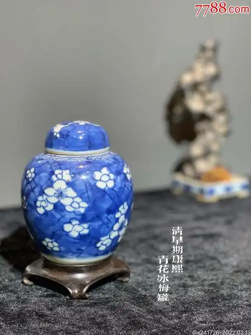 清早期康熙青花冰梅罐