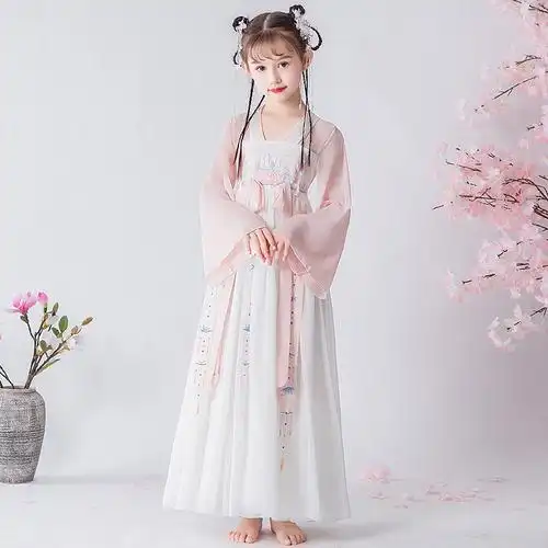 女童汉服连衣裙秋季2019新款超仙唐装仙女飘逸儿童古装小女孩襦裙