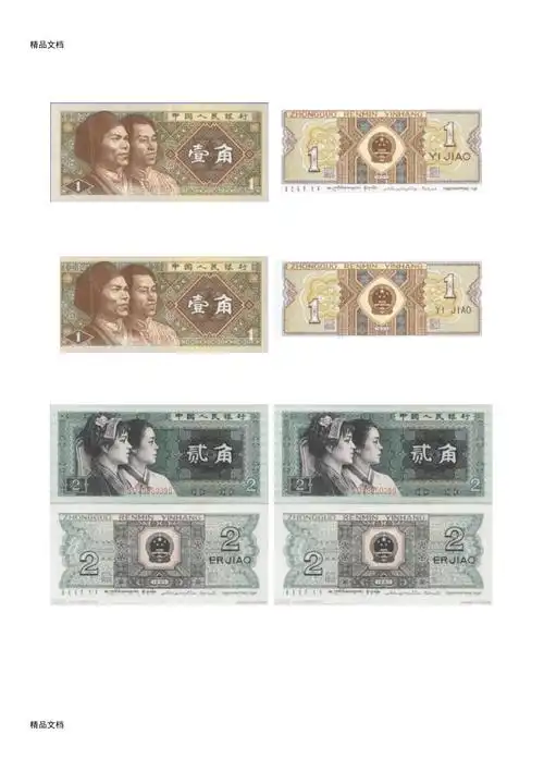 最新小学生识人民币票样双面模板_第1页