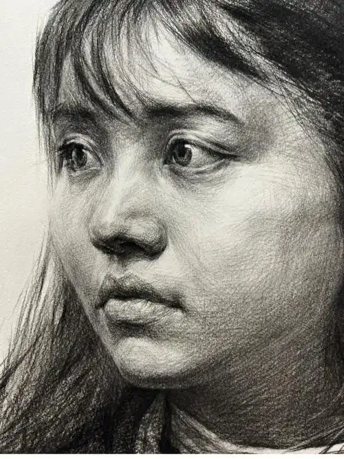 联考素描头像四分之三女青年步骤图60