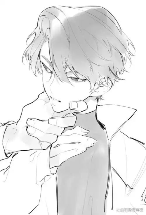 「绘画线稿」淡淡的忧伤~帅气男生线稿素材!
