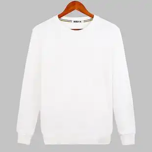 男长袖t恤春秋款圆领卫衣打底衫小衫纯白色全白纯色宽松简单简约