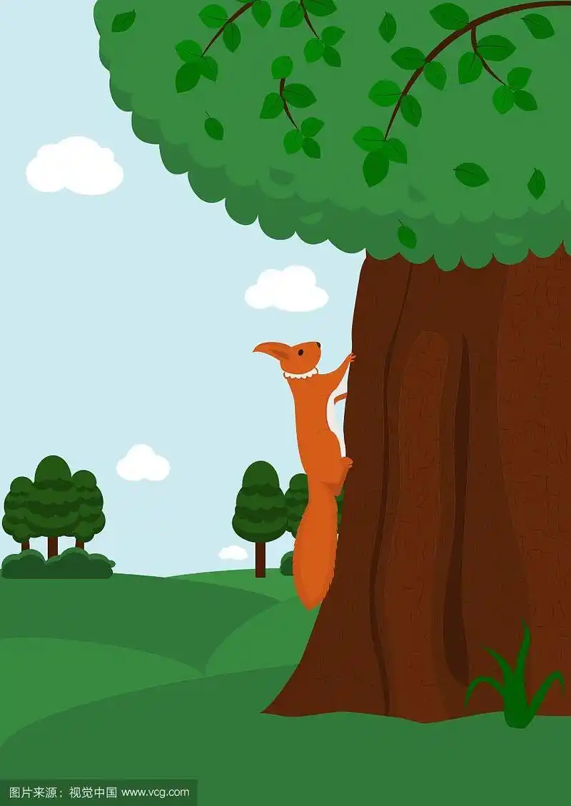 松鼠爬到树上