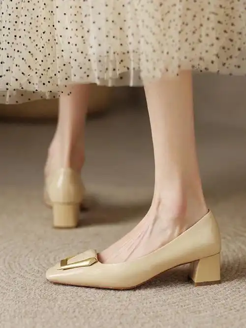 知性气质粗跟单鞋