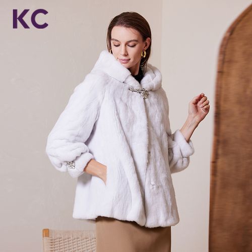 kc皮草2022年新款进口真水貂减龄皮草外套女整貂皇冠级裘皮大衣