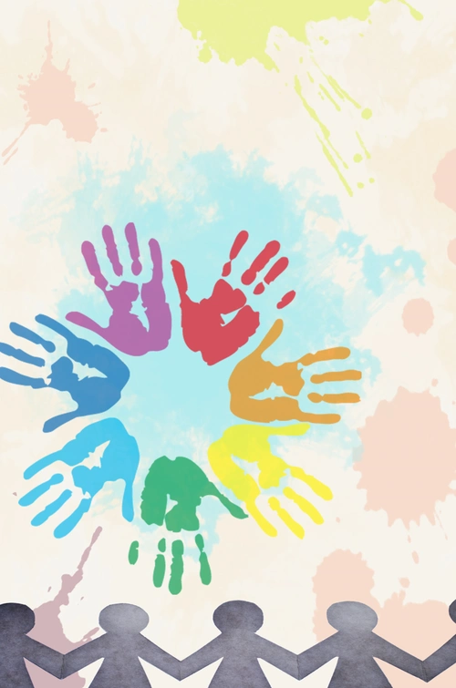 手绘卡通彩色手掌印