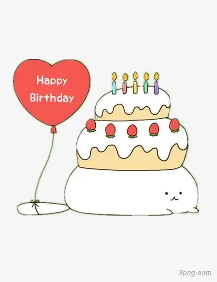 生日快乐卡通png素材透明免抠图片卡通手绘