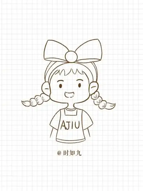 幼儿小女孩简笔画彩色