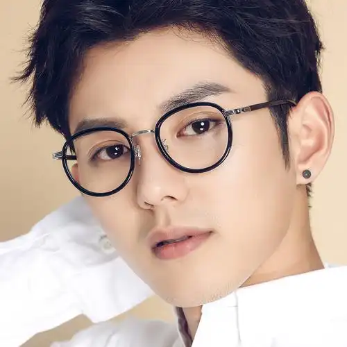 复古眼镜框男文艺圆框圆形眼镜男女同款防蓝光平光镜超轻学生配镜