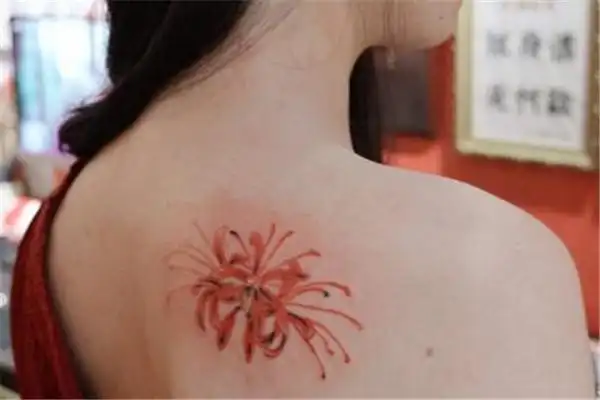女人左肩纹彼岸花寓意(女生左肩彼岸花纹身图案大全)