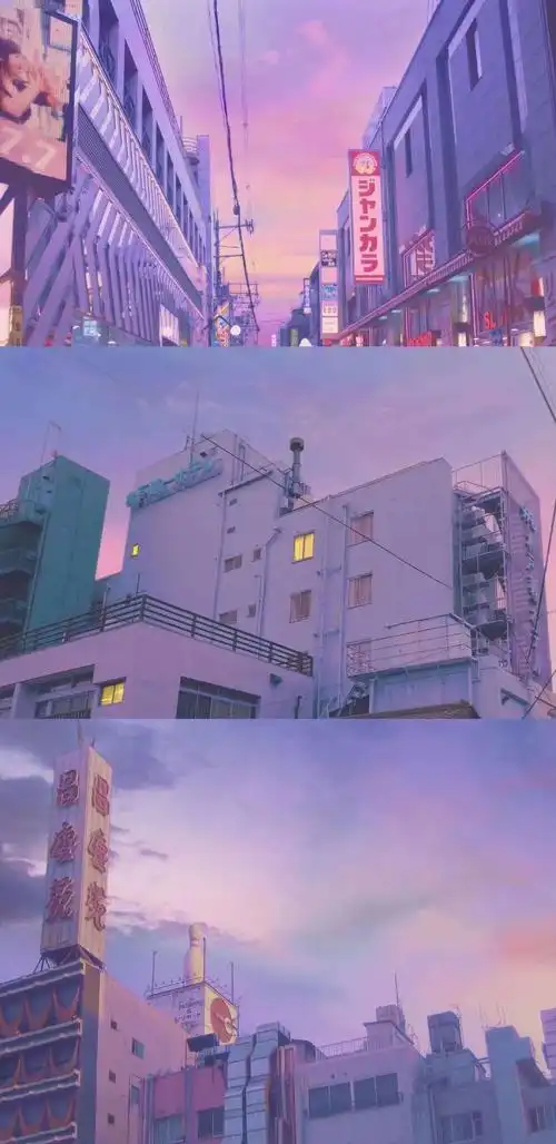 江阮妤拼接三格紫色系风景壁纸