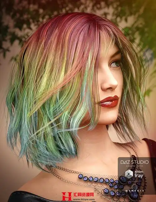 女性美丽时髦鲜艳的头发颜色3d模型合辑