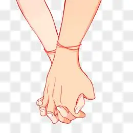 手绘卡通情侣牵手免抠素材