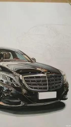 【图】【吉手绘】为尊崇而生,手绘梅赛德斯-迈巴赫s400_汽车插画论坛_