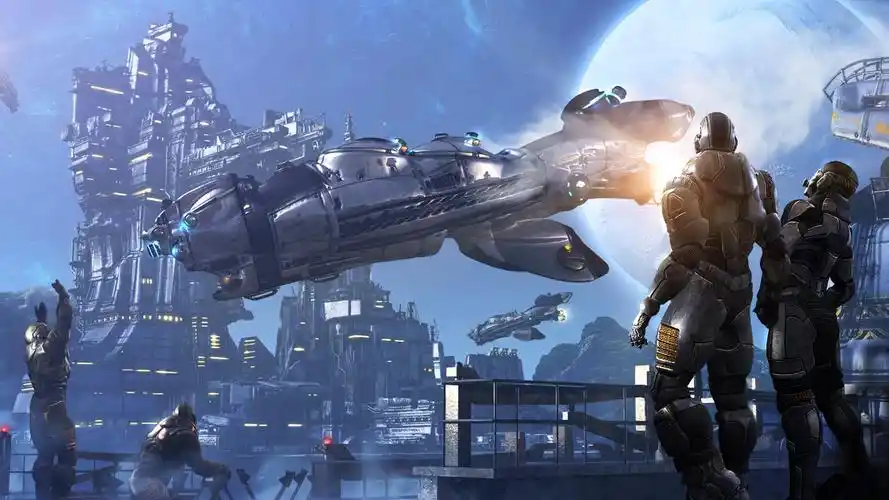 宇宙空间站科幻酷炫手绘插画