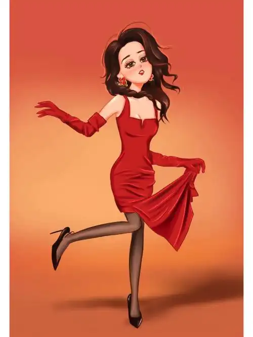 画一幅迪丽热巴插画复古摩登女郎