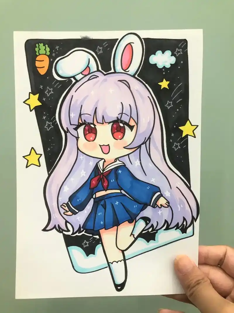 34|100 幅 q版动漫女生人物|初级动漫人物|兔子少女( - 抖音