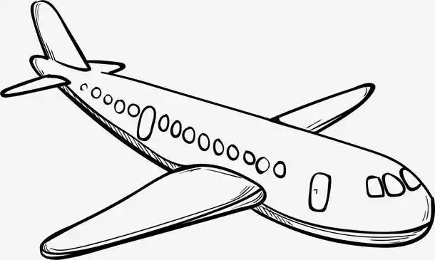 黑色线条卡通飞机