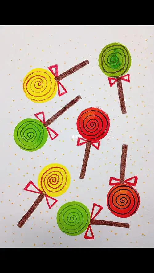 甜甜的棒棒糖亲子创意画