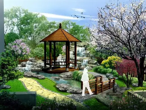 庭院水景效果图,刚做的