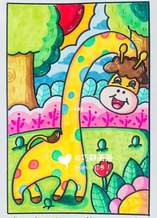 儿童画可爱的鹿