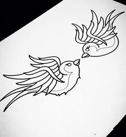 漂亮的10款燕子纹身手稿图片