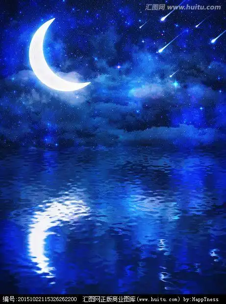 月牙流星星光夜空宇宙星球唯美星空星星浪漫星空蓝色星空美丽星空梦幻