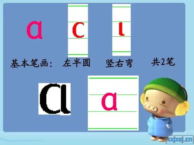 所有分类 小学教育 语文 《汉语拼音a_o_e》教学课件ɑ 基本笔画: 左