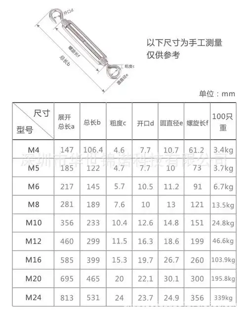 厂家直销不锈钢开体花蓝m4-m24花篮螺丝船用钢丝绳拉紧器量大优惠