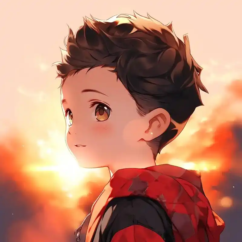 看夕阳的小男孩#优质头像 #男生头像 #动漫男头 #一起换头 - 抖音