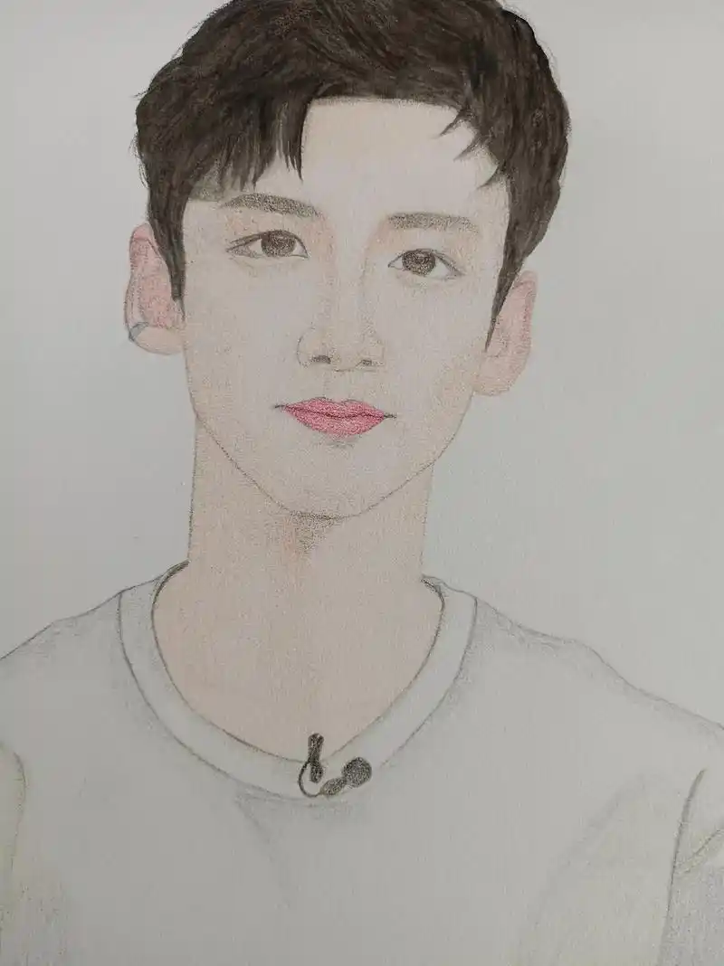 白敬亭.一开始脸型怎么也勾不出来,还好最后画出来了,之前不擅 - 抖音